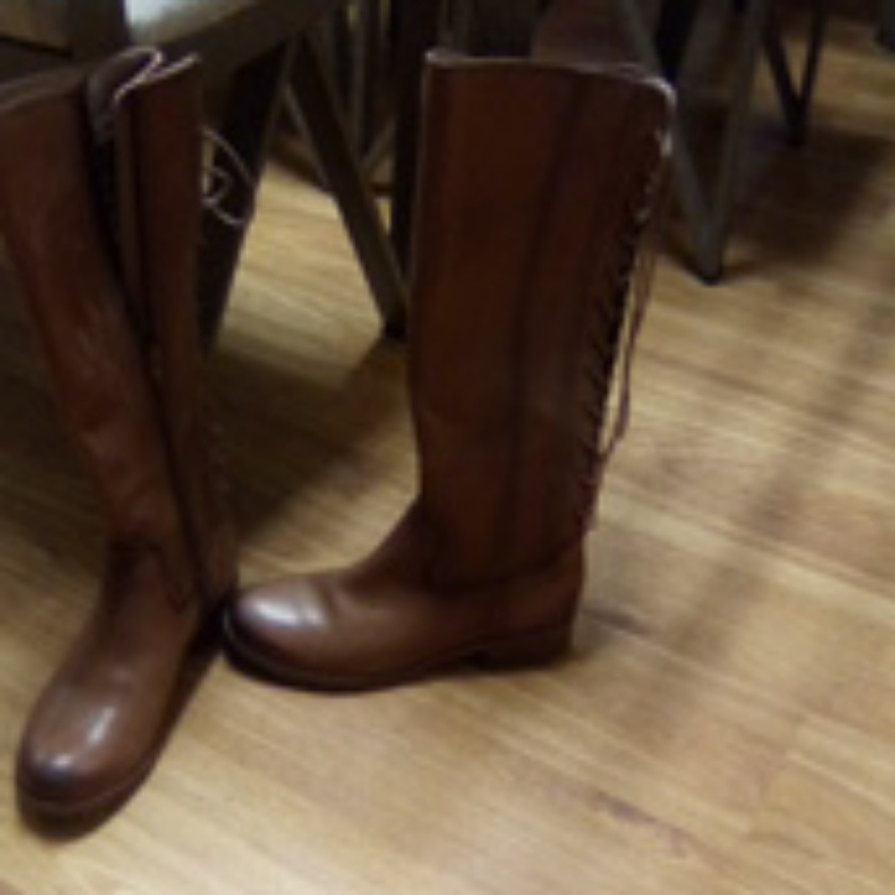 Brown leather boots